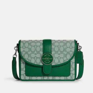 Coach Lonnie Crossbody In Signature Jacquard Green Multi